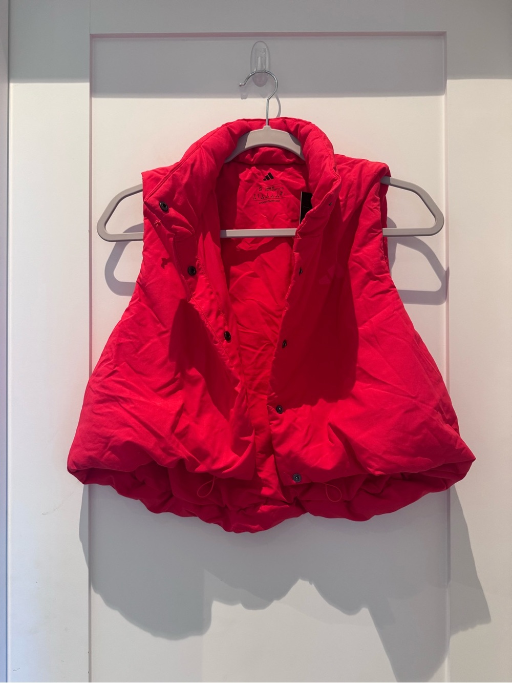 adidas Women’s Bright Red Puffer Vest with Snap Closure